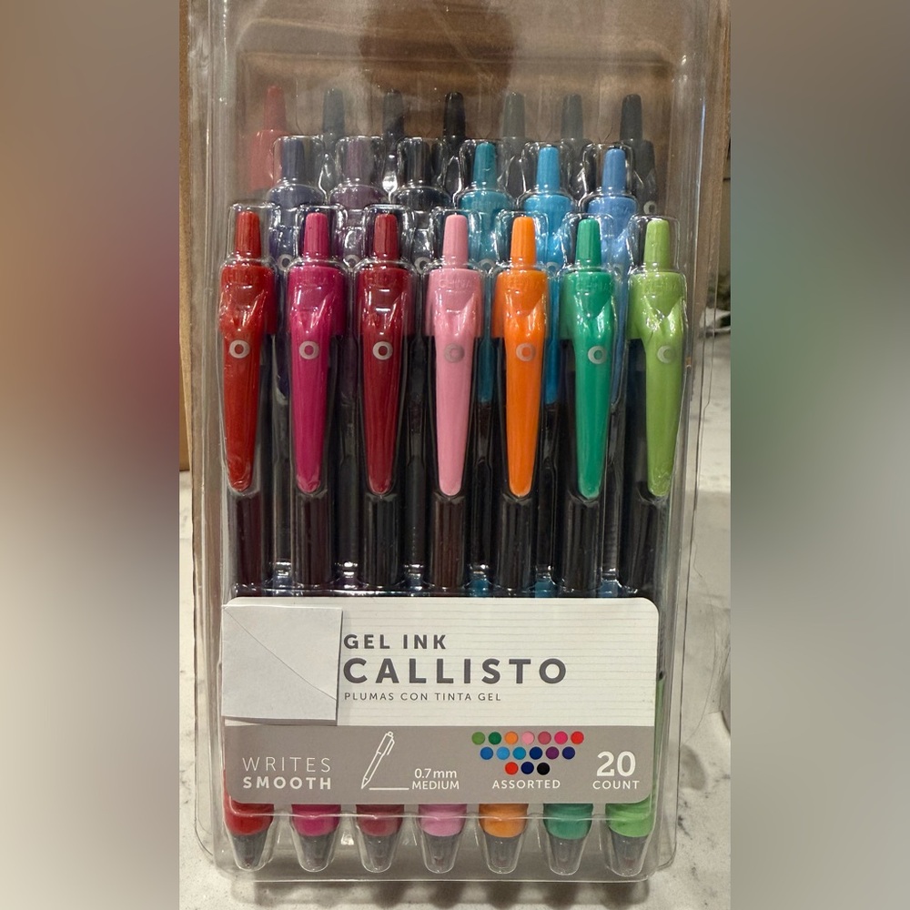 Callisto Gel Ink Pens - Red, Pink, Orange, Blue, Green, Black